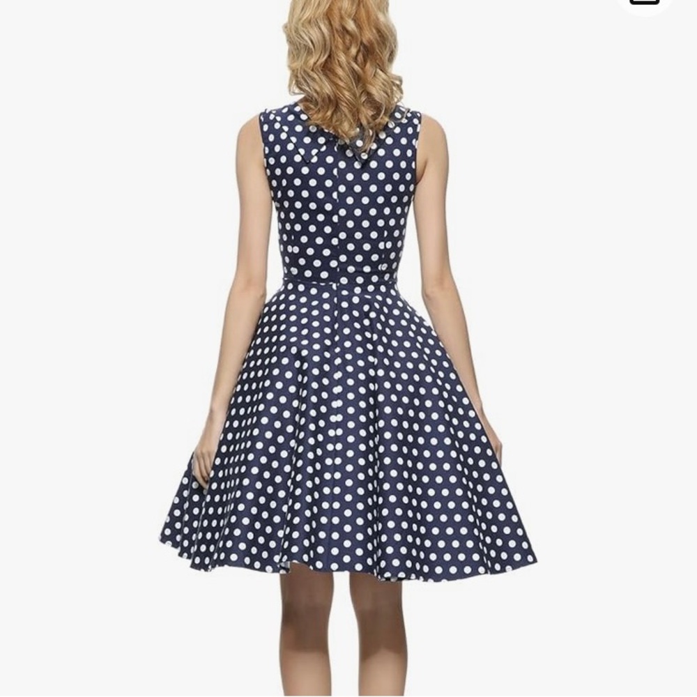 MIXINNI.Blue polka dot 50s 60s Vintage Retro Swing Rockabilly. M. - Picture 2 of 9